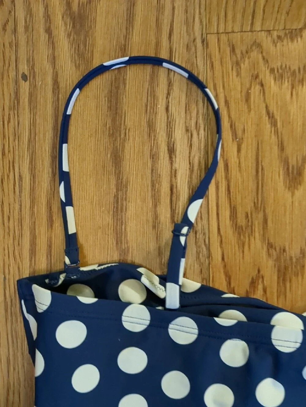 J. Crew Navy and White Polka Dot One-Piece Swimsuit Sz 10